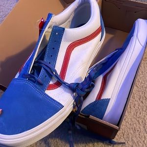 red white and blue vans